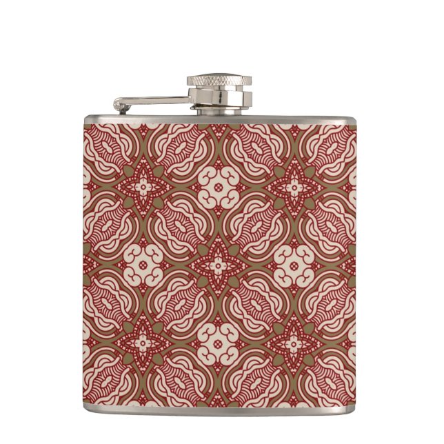 Colourful retro pattern background 4 hip flask (Front)