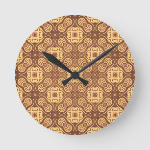 Colourful retro pattern background round clock