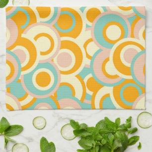 Colourful retro pattern in pastel shades of orange kitchen towel