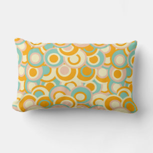 Colourful retro pattern in pastel shades of orange lumbar pillow