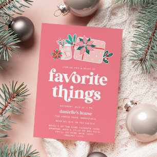 Colourful Retro Pink Holiday Favourite Things Part Invitation