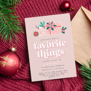 Colourful Retro Pink Holiday Favourite Things Part Invitation