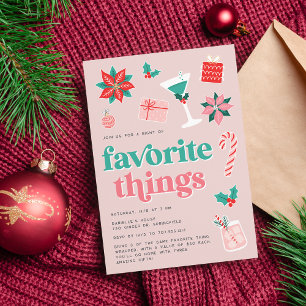 Colourful Retro Pink Holiday Favourite Things Part Invitation
