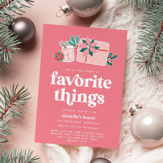 Colourful Retro Pink Holiday Favourite Things Part Invitation (Creator Uploaded)
