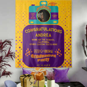 Colourful Retro Playful Grad Party Vintage Art Cut Tapestry