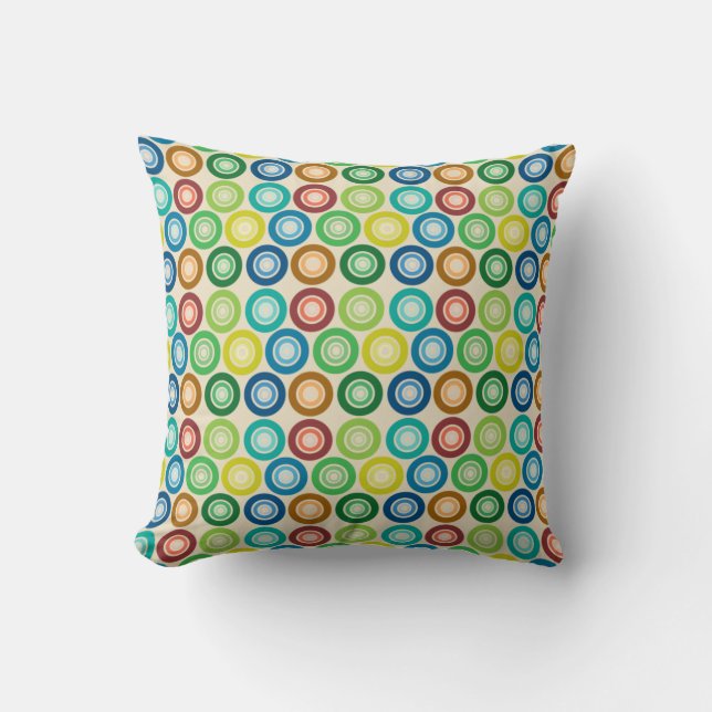 Colourful Retro Polka Dot Design Throw Pillow (Front)