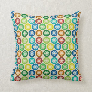 Colourful Retro Polka Dot Design Throw Pillow
