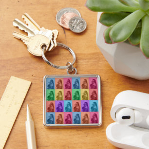 Colourful Retro Pop Art Modern Custom Photo Grid Keychain