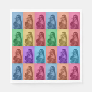 Colourful Retro Pop Art Modern Custom Photo Grid Napkin