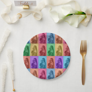 Colourful Retro Pop Art Modern Custom Photo Grid Paper Plate