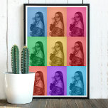 Colourful Retro Pop Art Modern Custom Photo Grid Poster<br><div class="desc">A colourful retro yet modern pop art design featuring a custom photo grid. Simply customize your own photo to create your own unique art. An ideal design for home decor,  personalized gifts and unique favours.</div>