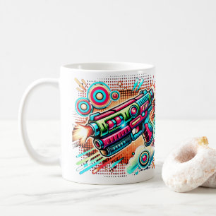 Colourful Retro Pop Art Ray Gun   Futuristic Sci-F Coffee Mug