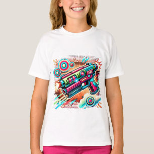 Colourful Retro Pop Art Ray Gun   Futuristic Sci-F T-Shirt