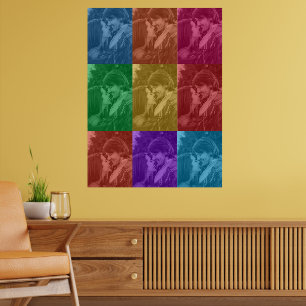 Colourful Retro Pop Art Wedding Custom Photo Grid Poster