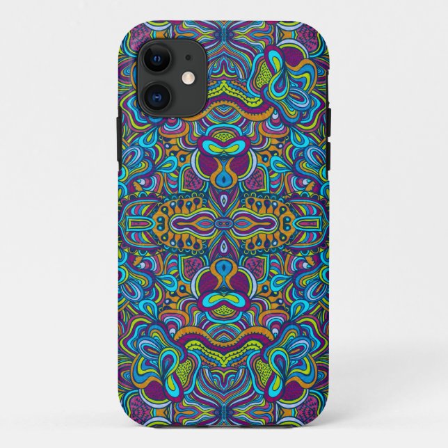 Colourful Retro Psychedelic Abstract Swirls 2 Case-Mate iPhone Case (Back)