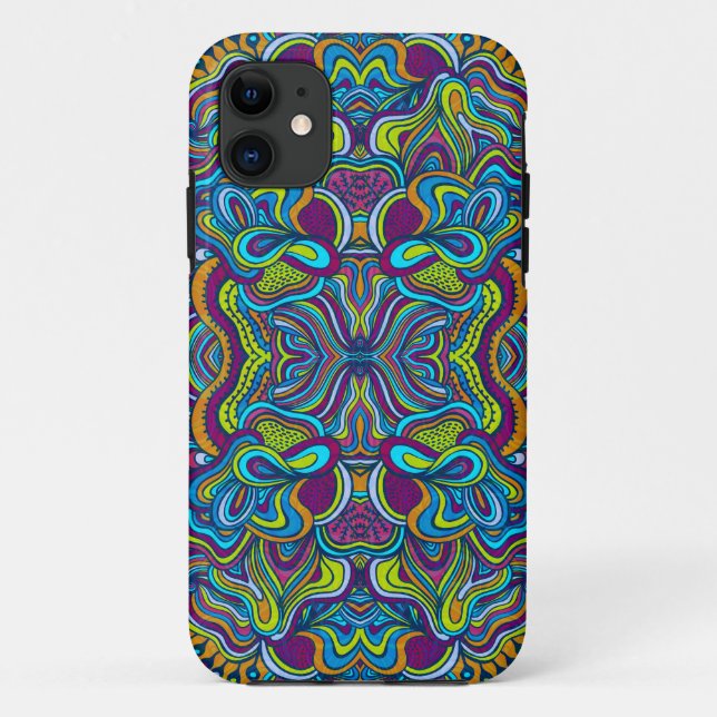 Colourful Retro Psychedelic Abstract Swirls Case-Mate iPhone Case (Back)