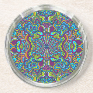 Colourful Retro Psychedelic Abstract Swirls Coaster