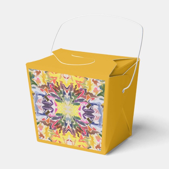Colourful Retro Psychedelic Kaleidoscope Abstract Favor Box (Front Side)