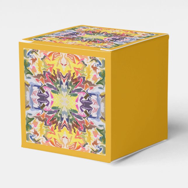 Colourful Retro Psychedelic Kaleidoscope Abstract Favor Box (Front Side)