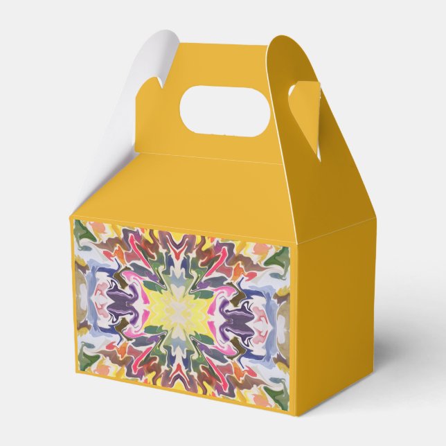 Colourful Retro Psychedelic Kaleidoscope Abstract Favor Box (Front Side)