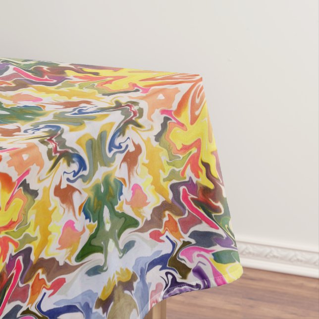 Colourful Retro Psychedelic Kaleidoscope Abstract Tablecloth (In Situ)