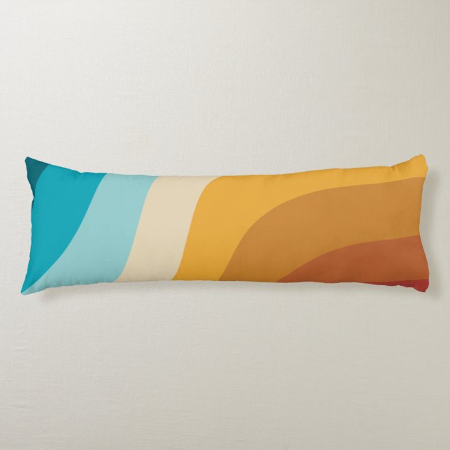 Colourful Retro Rainbow Abstract Waves   Body Pillow (Front)