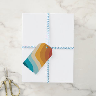 Colourful Retro Rainbow Abstract Waves Gift Tags