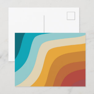 Colourful Retro Rainbow Abstract Waves  Holiday Postcard