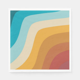 Colourful Retro Rainbow Abstract Waves Napkin