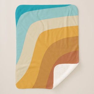 Colourful Retro Rainbow Abstract Waves  Sherpa Blanket