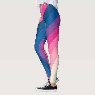 Colourful Retro Rainbow Circles Pattern   Leggings