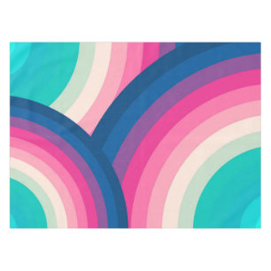 Colourful Retro Rainbow Circles Pattern Tablecloth