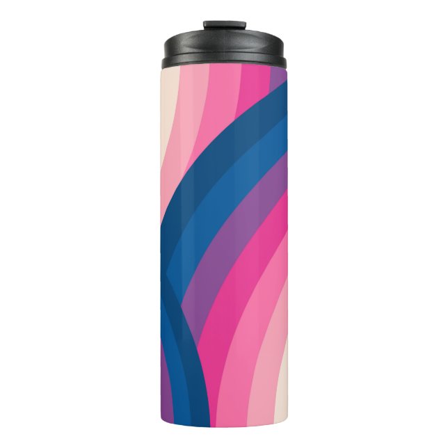 Colourful Retro Rainbow Circles Pattern | Thermal Tumbler (Front)