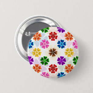 Colourful Retro Rainbow Flowers Design White 2 Inch Round Button