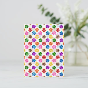 Colourful Retro Rainbow Flowers Design White Postcard