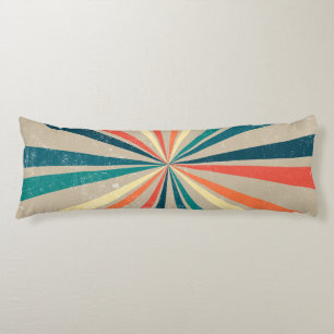 Colourful Retro Rainbow Sunburst   Body Pillow