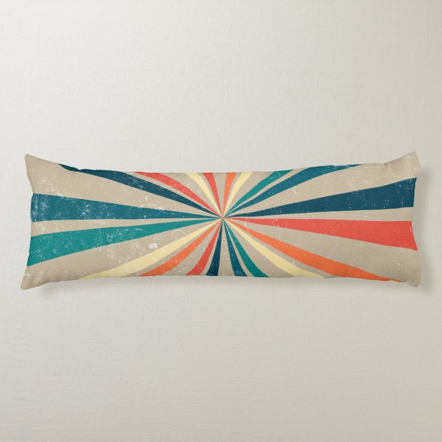 Colourful Retro Rainbow Sunburst   Body Pillow (Front)