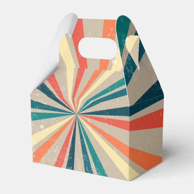Colourful Retro Rainbow Sunburst  Favor Box (Front Side)