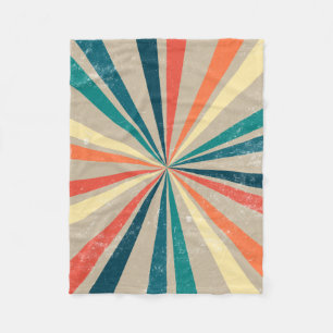 Colourful Retro Rainbow Sunburst  Fleece Blanket