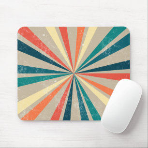 Colourful Retro Rainbow Sunburst Mouse Pad