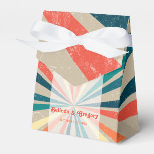 Colourful Retro Rainbow Sunburst Wedding Favor Box