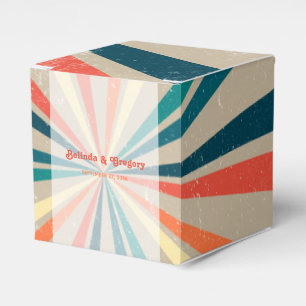 Colourful Retro Rainbow Sunburst Wedding Favor Box