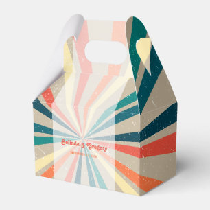 Colourful Retro Rainbow Sunburst Wedding Favor Box
