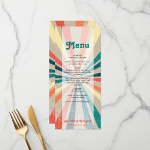 Colourful Retro Rainbow Sunburst Wedding Menu