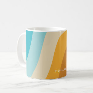Colourful Retro Rainbow Waves Personalized  Coffee Mug