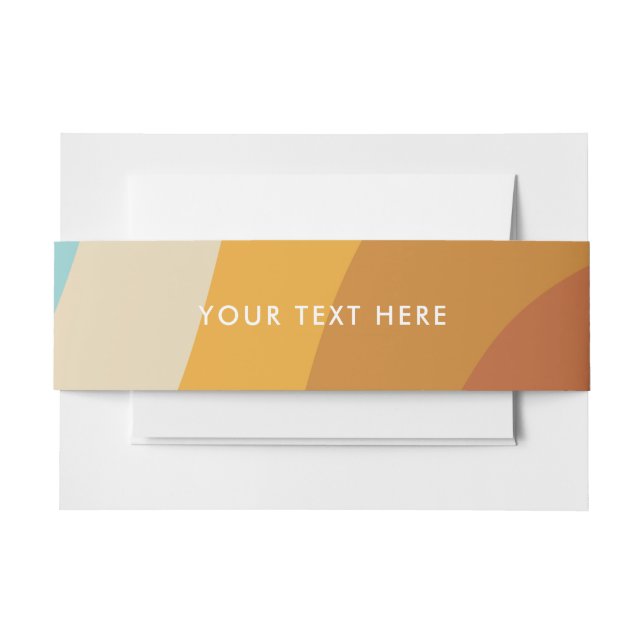 Colourful Retro Rainbow Waves Personalized  Invitation Belly Band (Front Example)