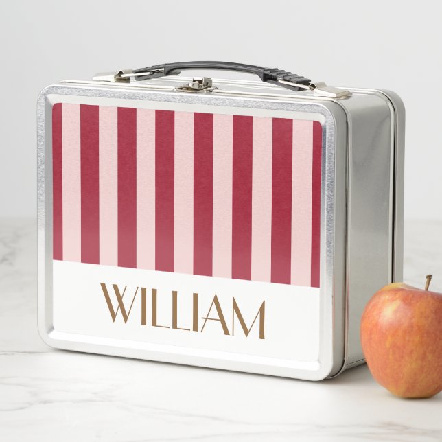 Colourful retro red Personalized gifts template  Metal Lunch Box (In Situ)