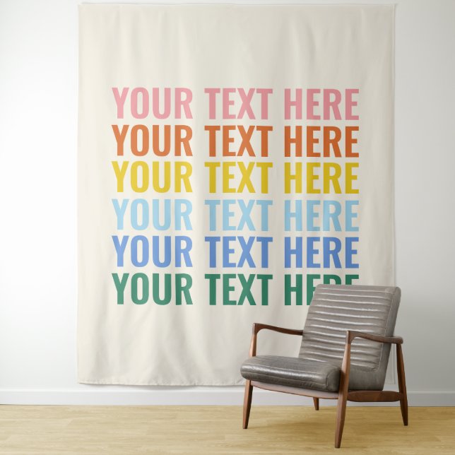 Colourful Retro Repeating Custom Quote Tapestry (In Situ)