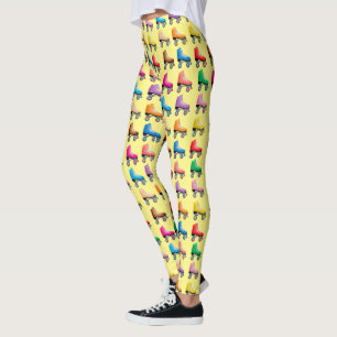 Colourful Retro Roller Blades Pattern Leggings