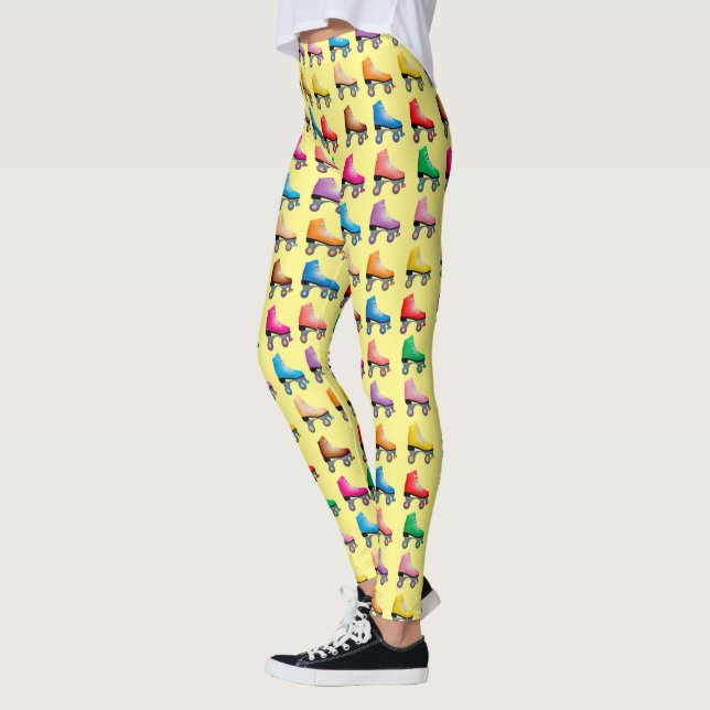 Colourful Retro Roller Blades Pattern Leggings (Left)